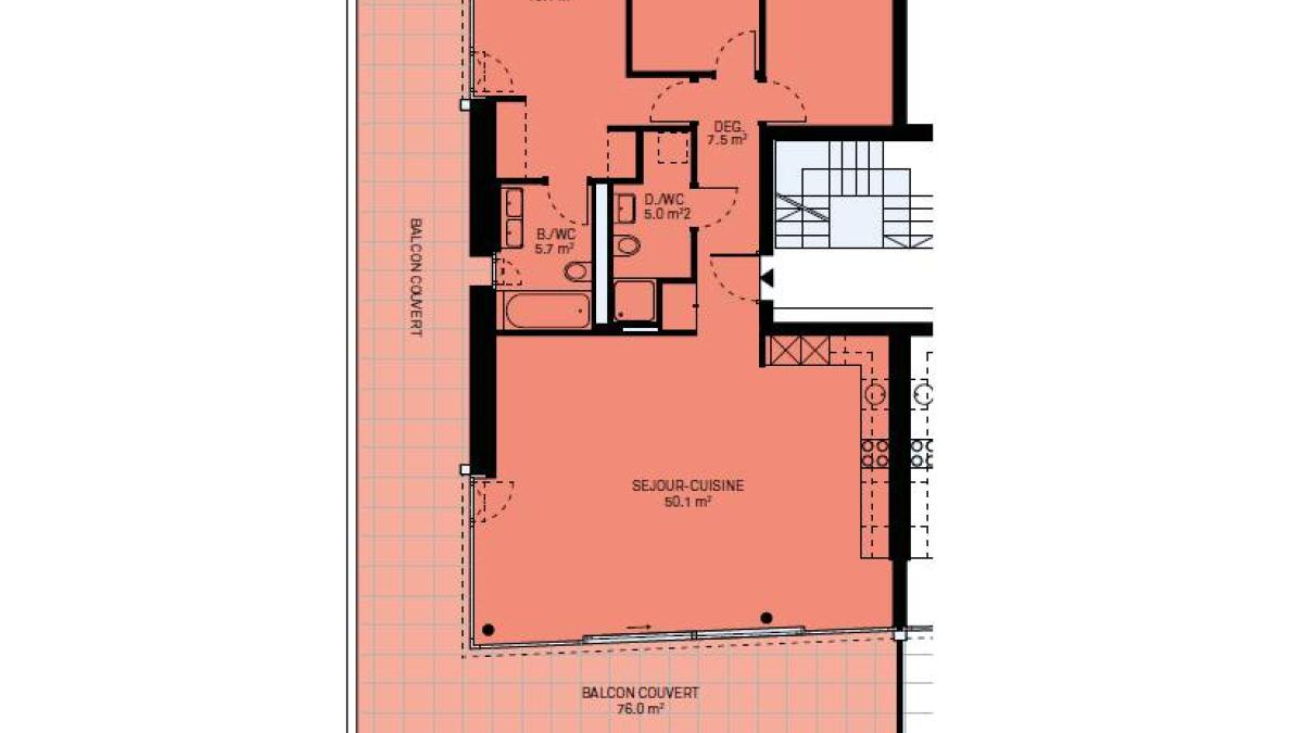 Luxueux 4.5 pièces traversant avec balcon couvert de 76m2 et vue lac