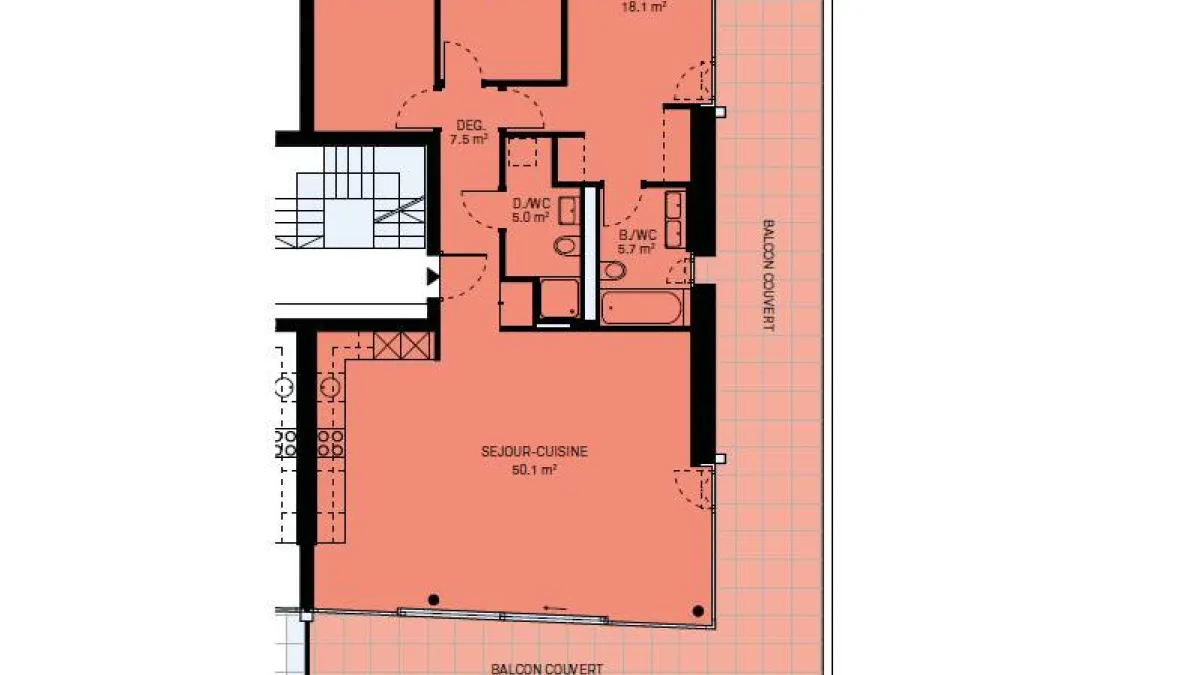 Luxueux 4.5 pièces traversant avec balcon couvert de 76m2 et vue lac