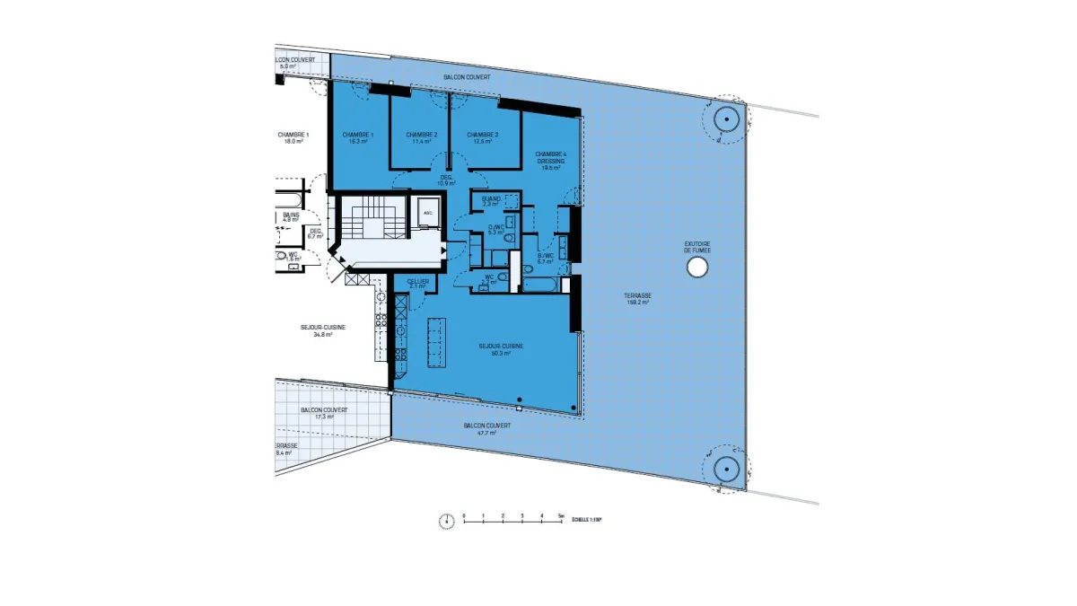 UNIQUE! Attique de 5.5 pièces de 146m2 bénéficiant d'un rooftop terrasse de plus de 200m2 avec vue panoramique sur le lac et les Alpes