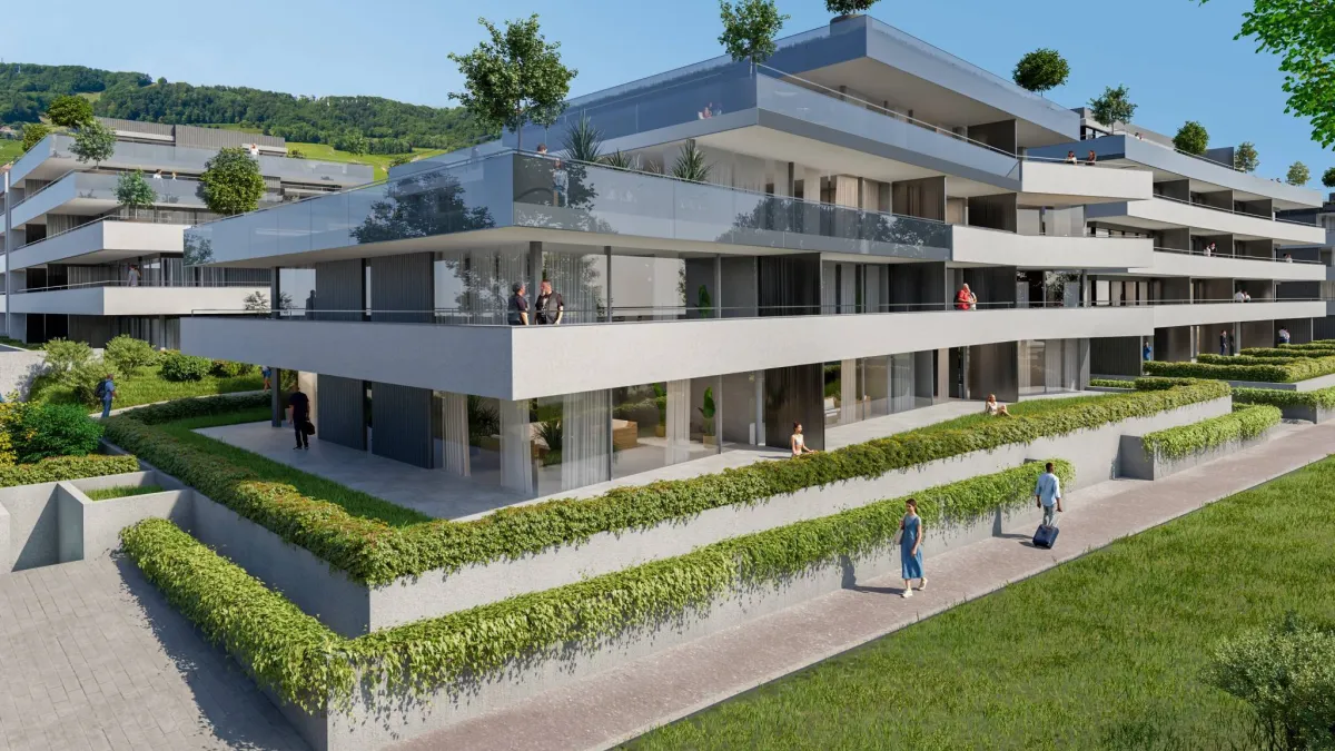 Nouvelle promotion : appartement de 5.5 pièces avec terrasse couverte et jardin