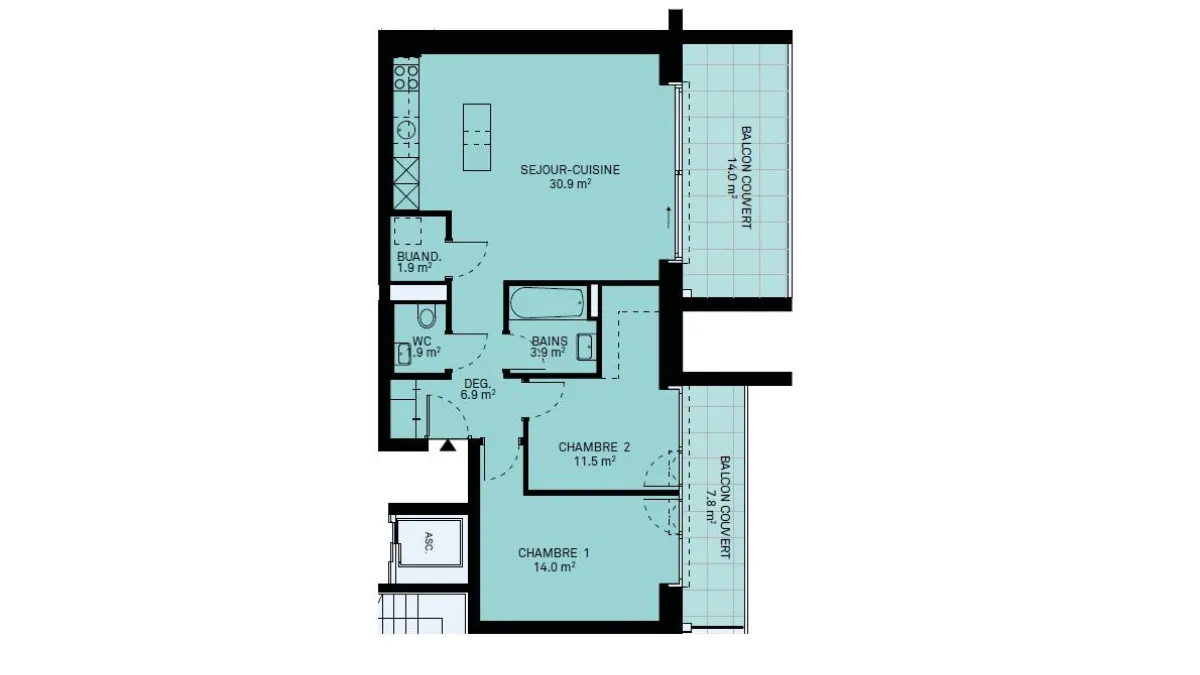 La Baie d’Opale appartement neuf de 3.5 pièces avec 2 balcons couverts