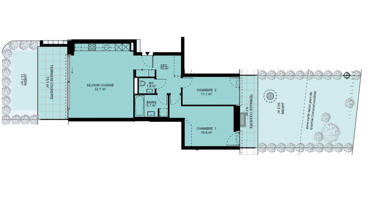 Nouvelle promotion : appartement de 3.5 pièces avec terrasses et jardins