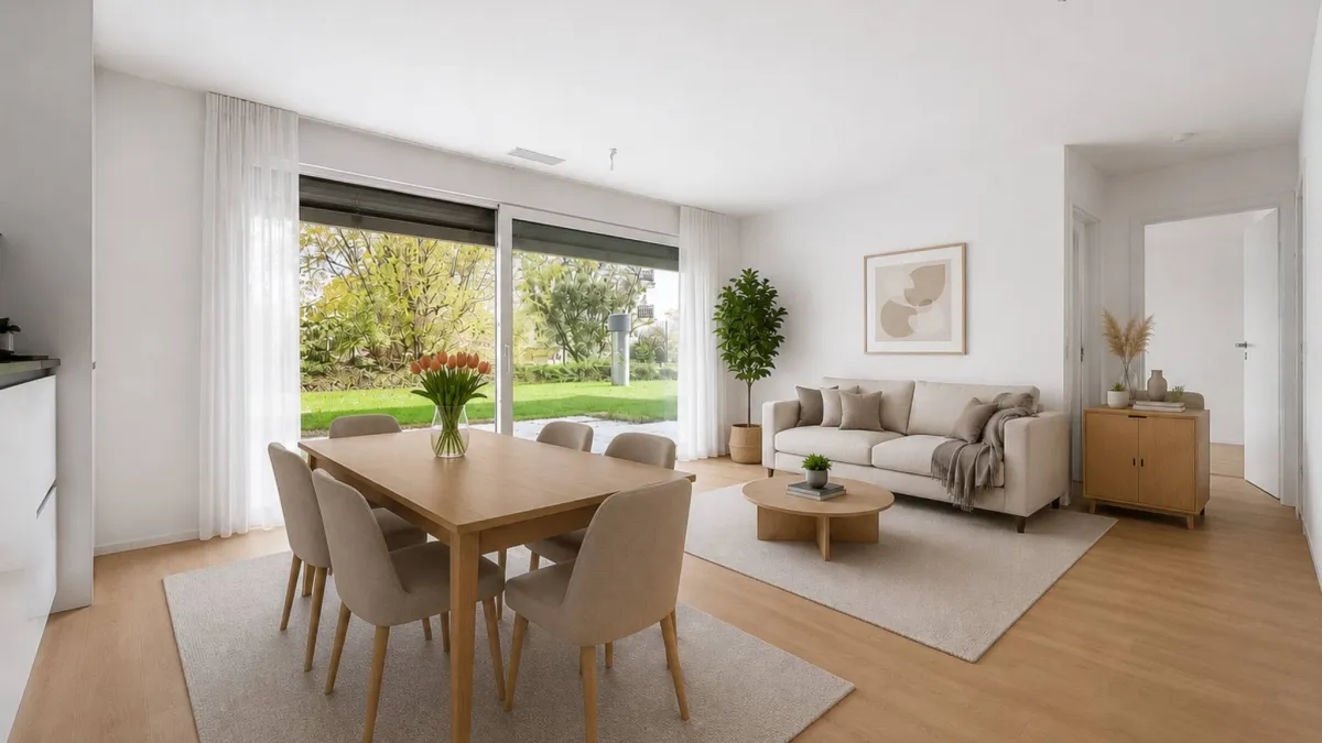 Appartement neuf de 2.5 pièces avec terrasse et jardin