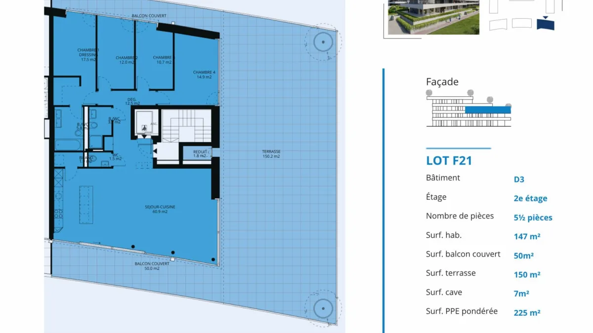 Appartement neuf de 5.5 pièces avec balcon couvert et rooftop terrasse