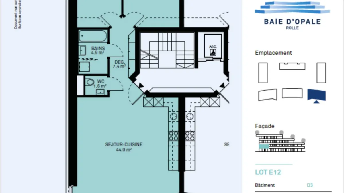 Appartement traversant de 3.5 pièces vue sur le Léman