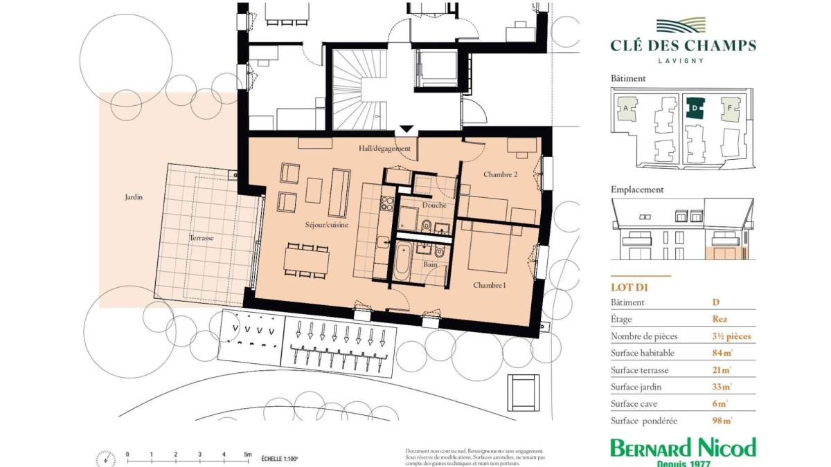 Appartement de 3.5 pièces avec terrasse et jardin 
