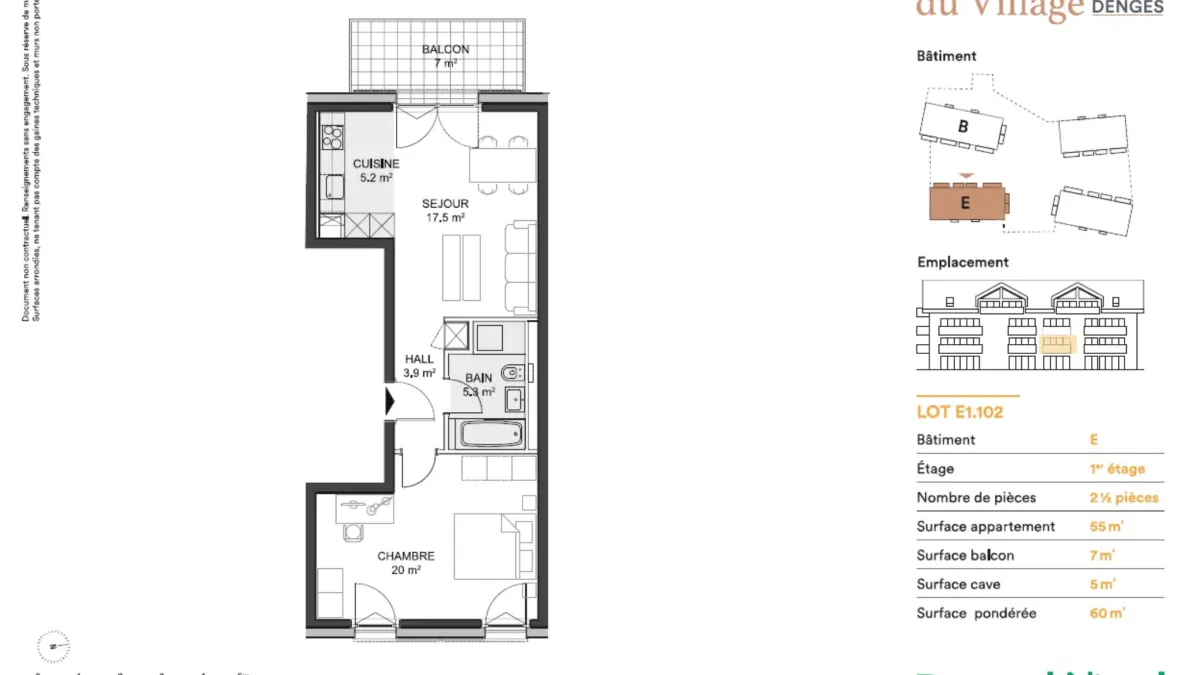 Bel appartement neuf de 2.5 pièces traversant avec balcon