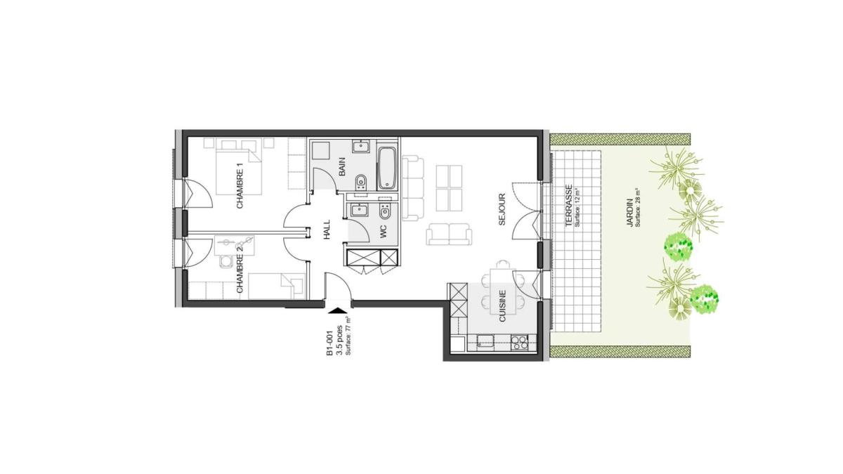 Nouvelle promotion : Appartement de 3.5 pièces avec terrasse et jardin