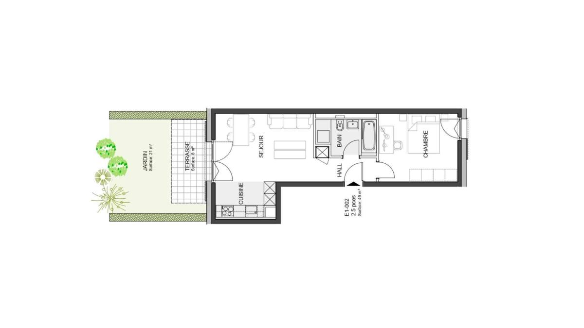 Nouvelle promotion : Appartement de 2.5 pièces avec terrasse et jardin