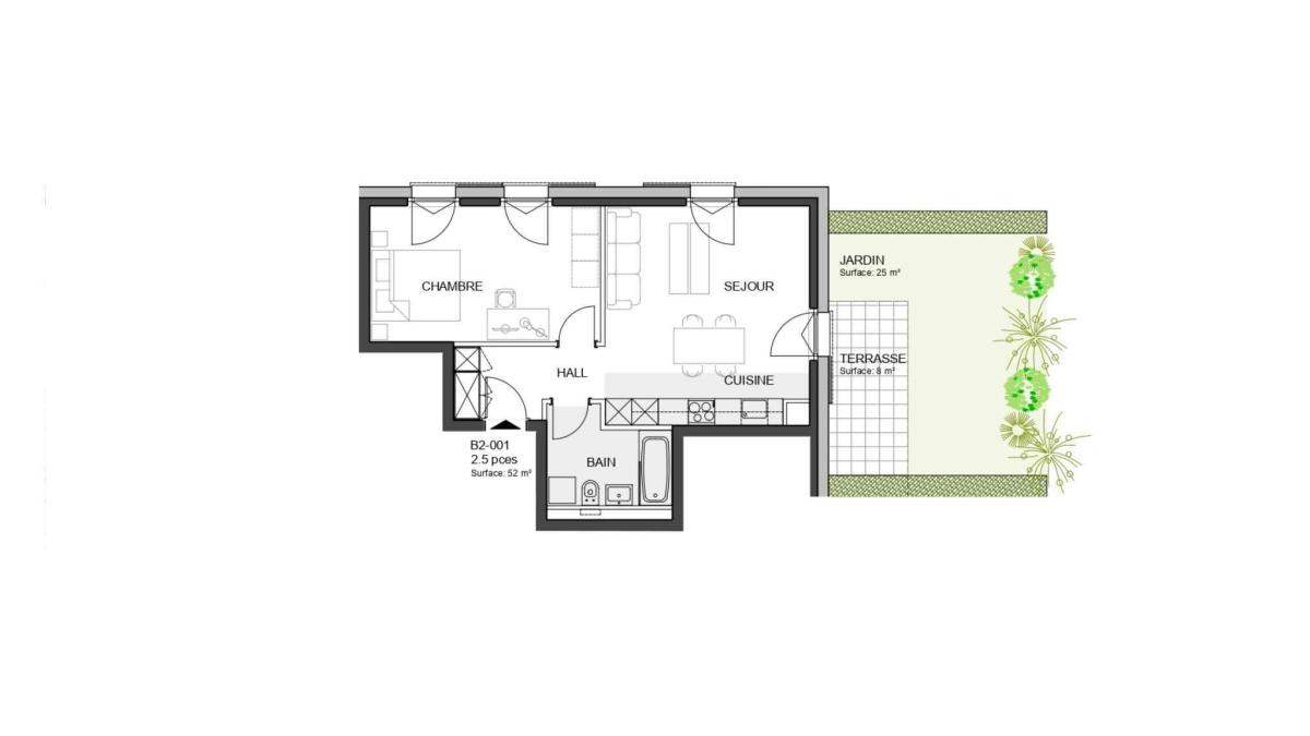 Nouvelle promotion : Appartement de 2.5 pièces avec terrasse et jardin
