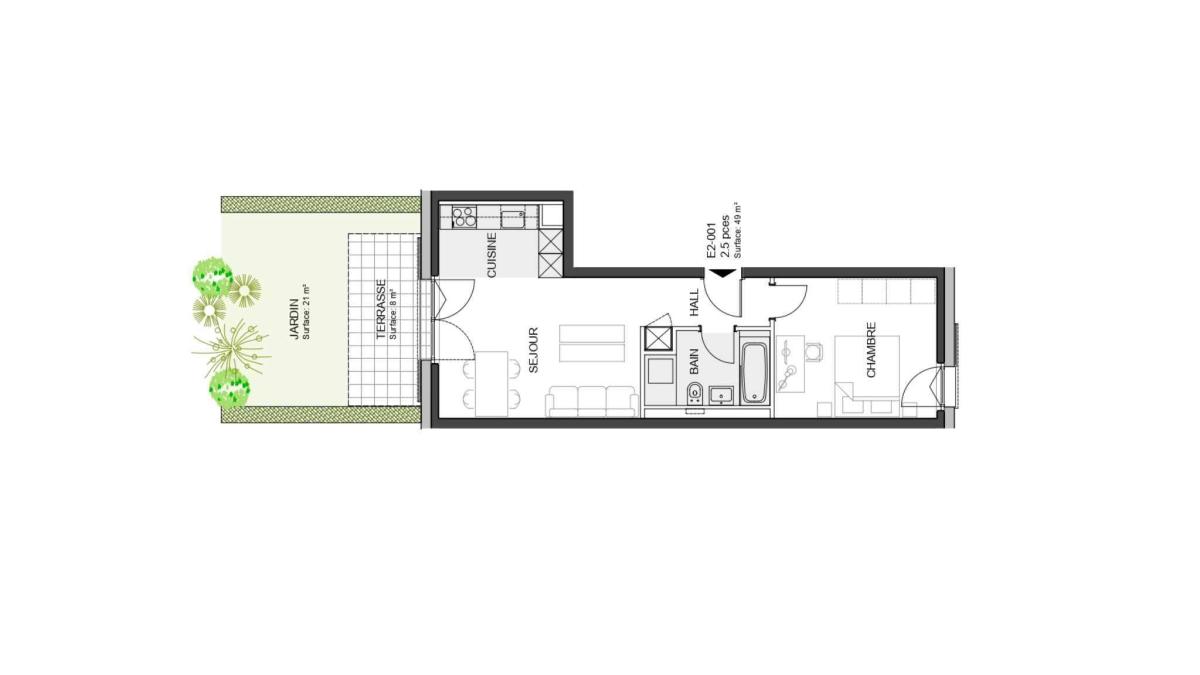 Nouvelle promotion : Appartement de 2.5 pièces avec terrasse et jardin