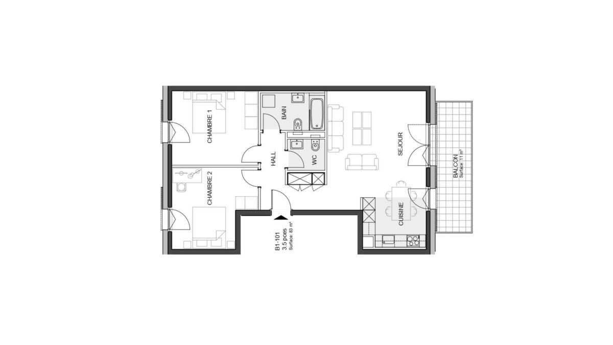 Nouvelle promotion : Appartement de 3.5 pièces avec balcon