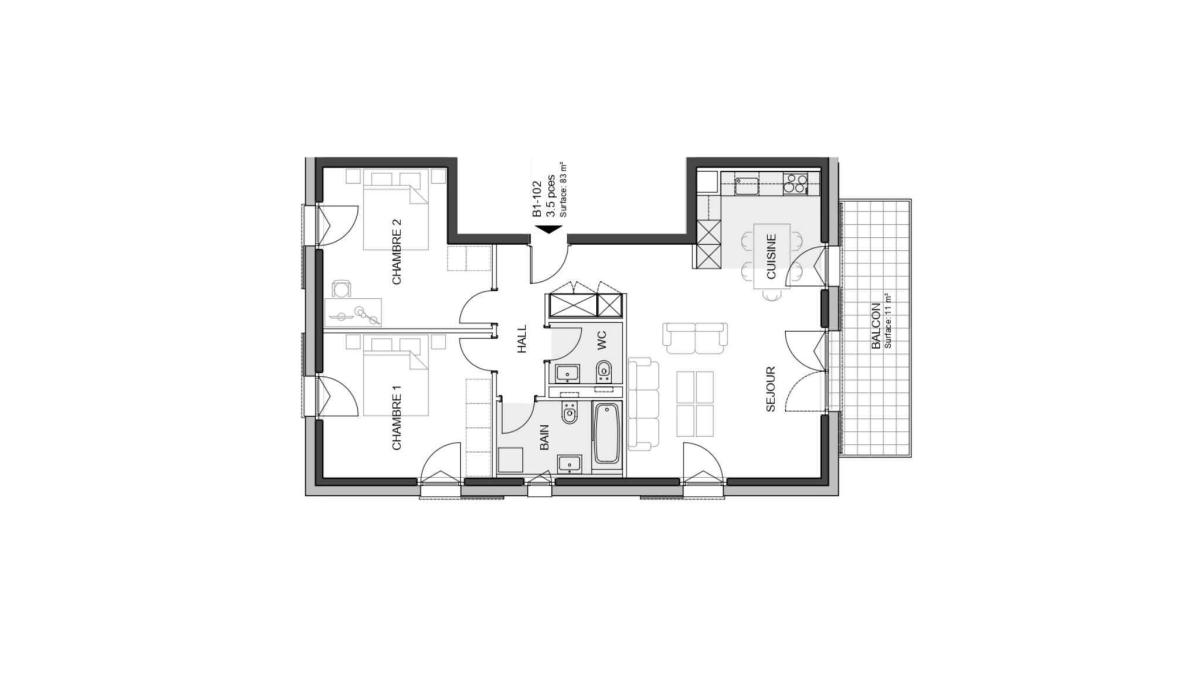 Nouvelle promotion : Appartement de 3.5 pièces avec balcon