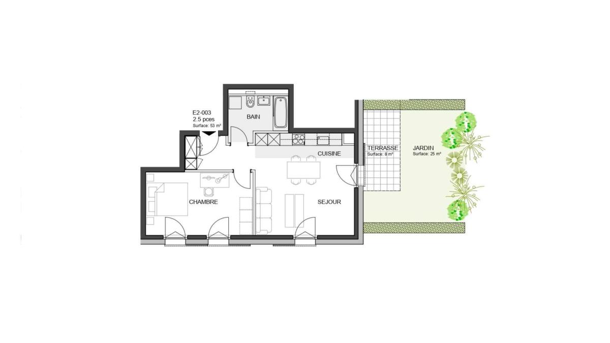 Nouvelle promotion : Appartement de 2.5 pièces avec terrasse et jardin