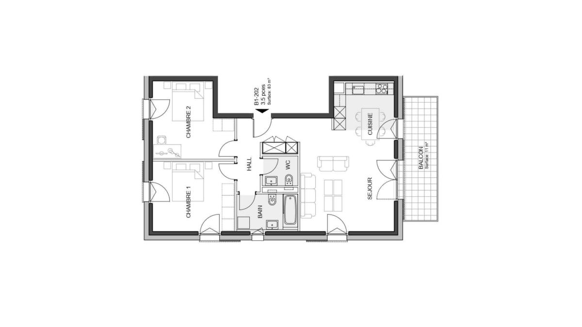 Nouvelle promotion : Appartement de 3.5 pièces avec balcon