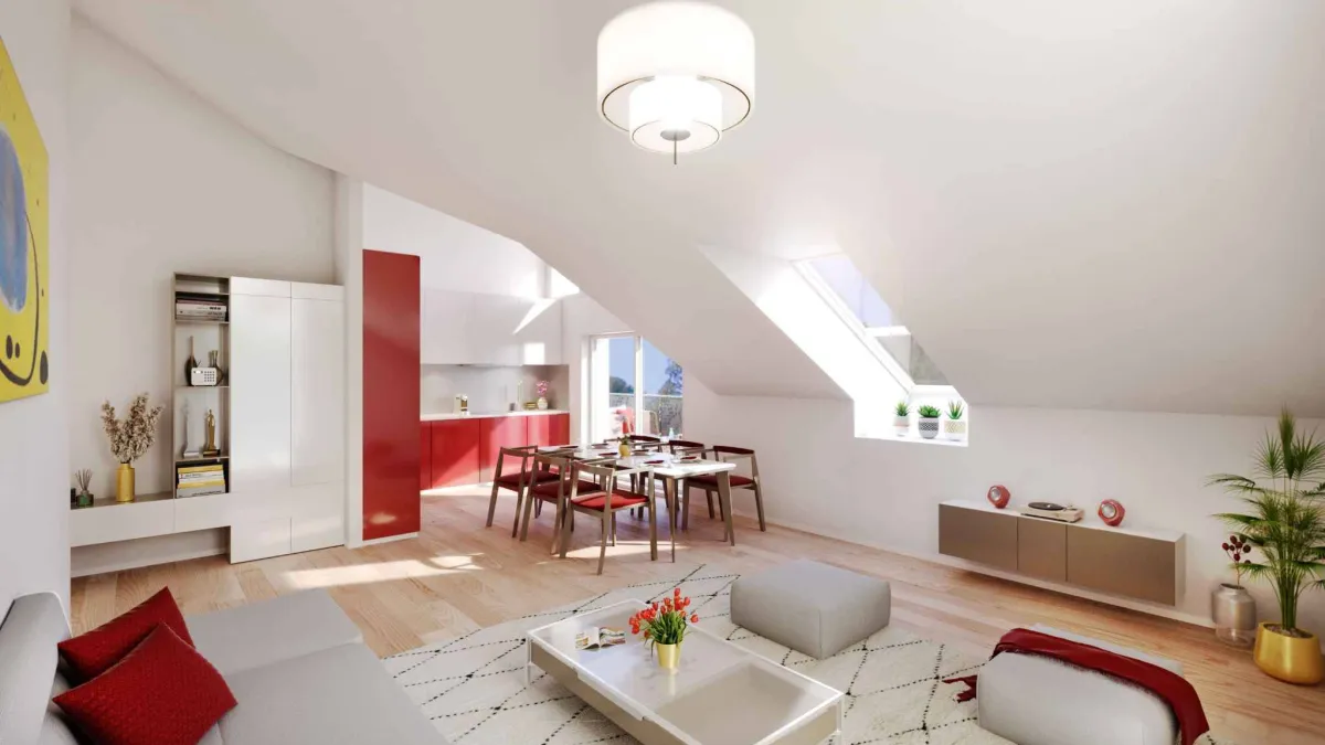 Combles: Spacieux 2.5 pièces avec balcon de 7m²