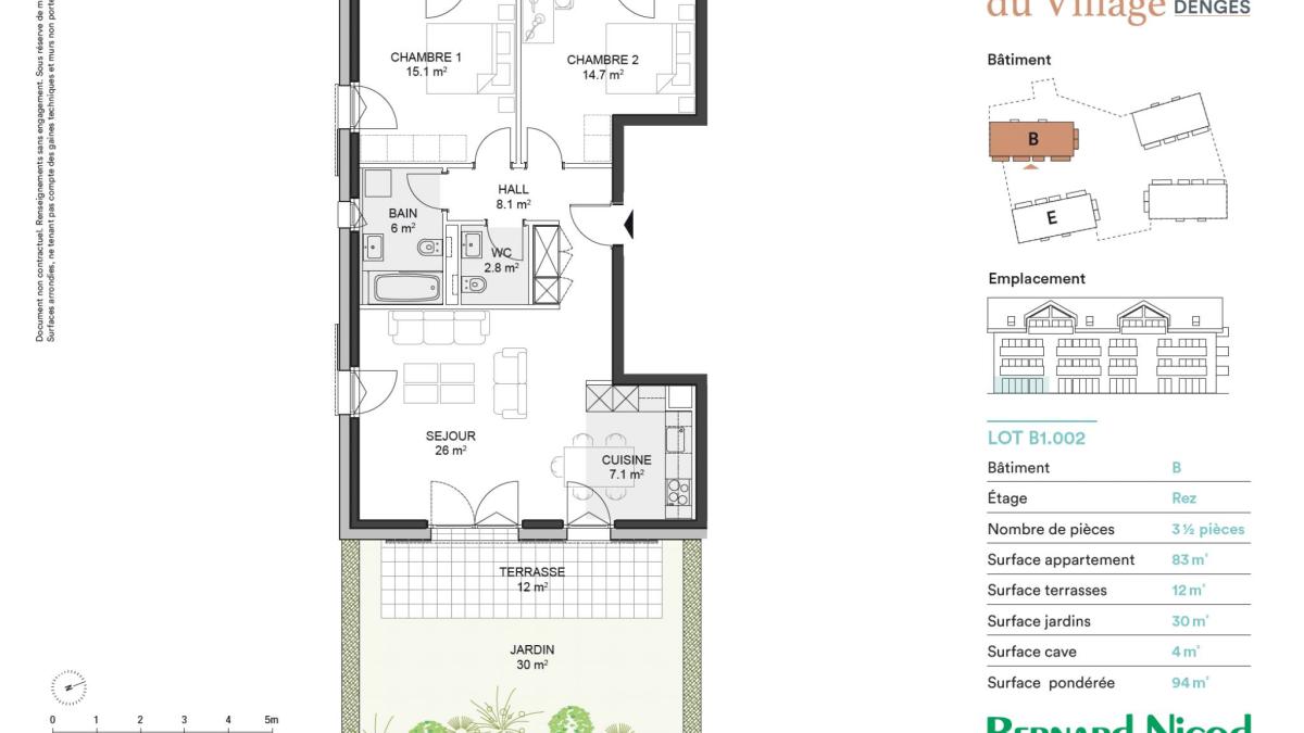 Denges - Appartement 3,5 pièces de 94 m² avec un jardin de 30 m²