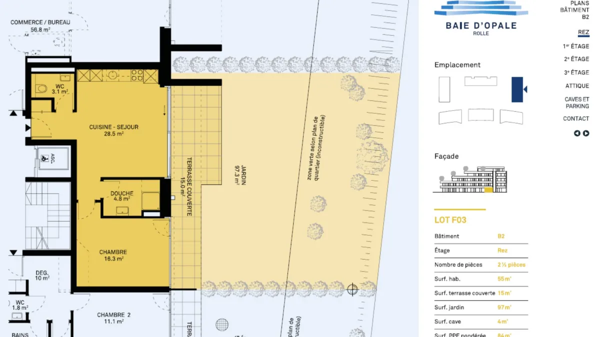 Appartement neuf de 2.5 pièces avec terrasse et jardin privatif
