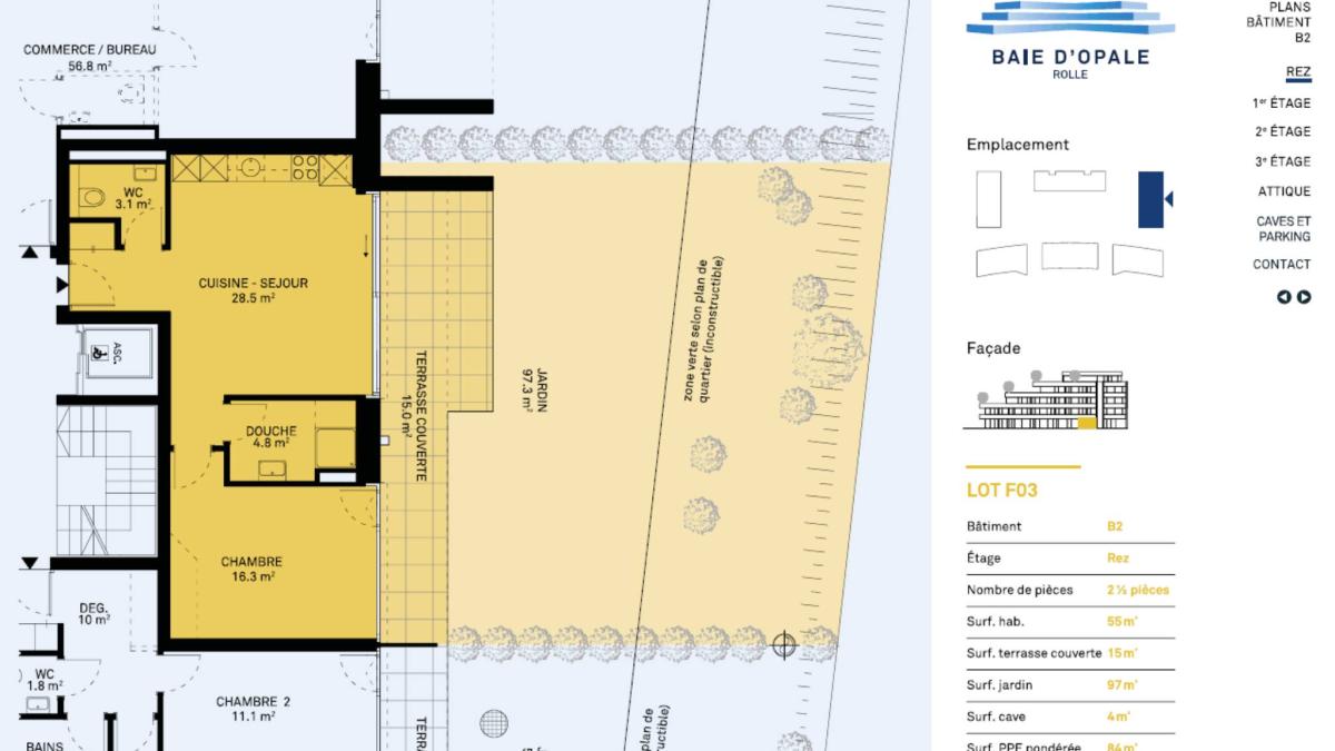 Appartement neuf de 2.5 pièces avec terrasse et jardin privatif