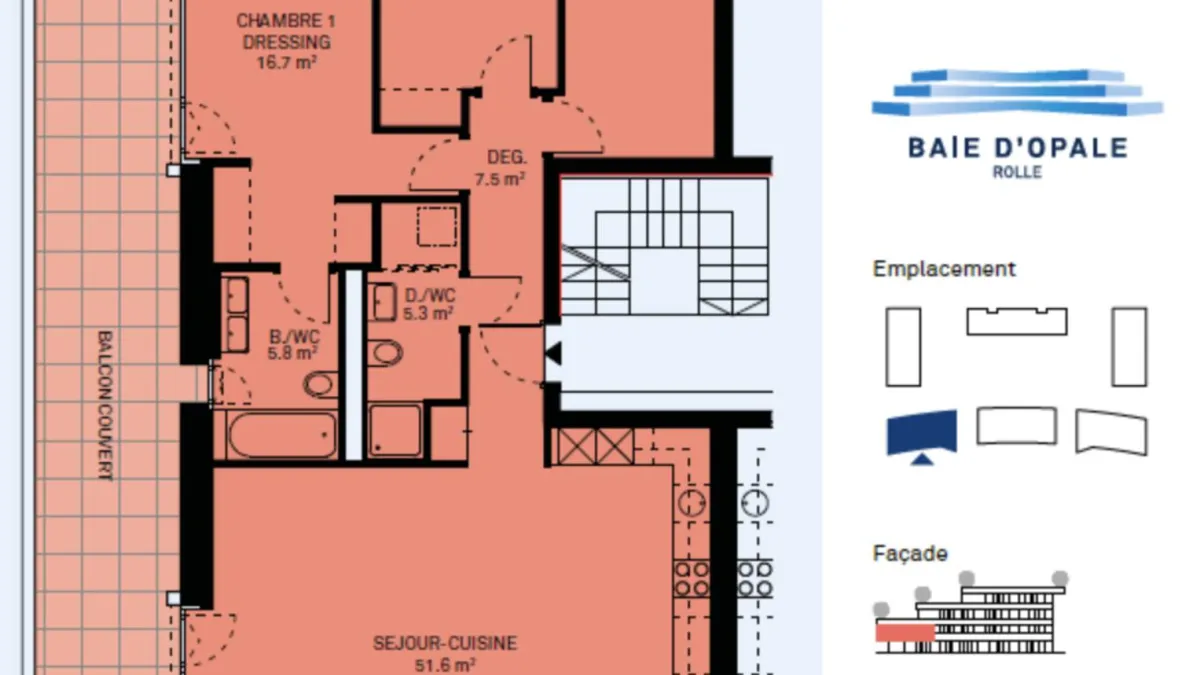 Appartement neuf de standing - 4.5 pièces en angle avec balcon de 76m² - Vue lac