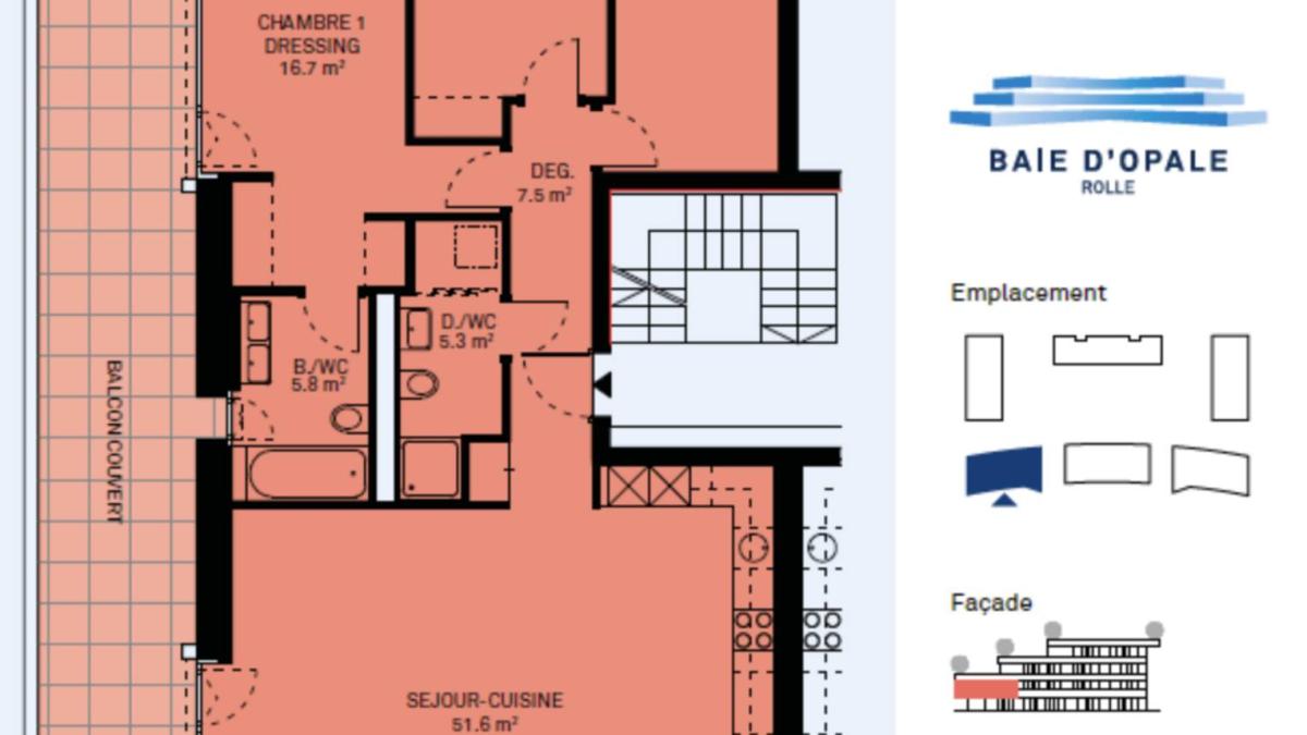 Appartement neuf de standing - 4.5 pièces en angle avec balcon de 76m² - Vue lac