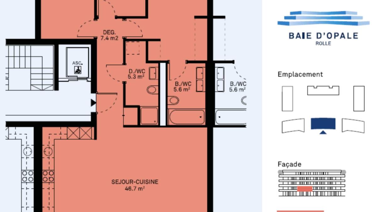 Appartement neuf - 4.5 pièces traversant avec 2 balcons - Vue lac