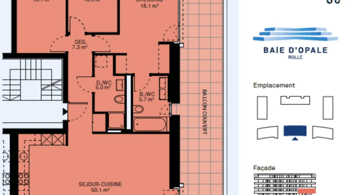 Appartement neuf de standing - 4.5 pièces en angle avec balcon de 76m² - Vue lac