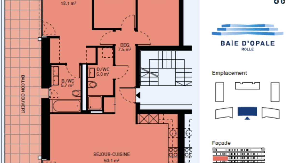 Appartement neuf de standing - 4.5 pièces en angle avec balcon de 76m² - Vue lac