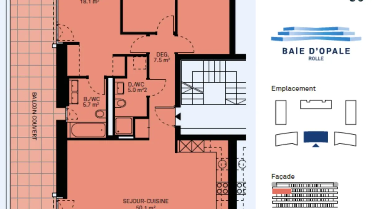 Appartement neuf de standing - 4.5 pièces en angle avec balcon de 76m² - Vue lac