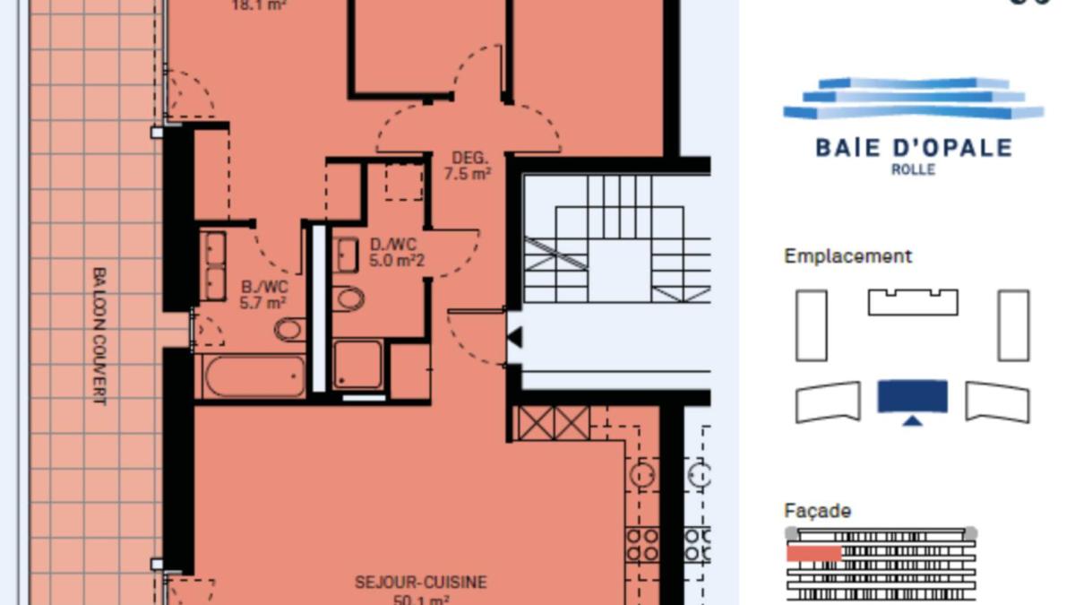 Appartement neuf de standing - 4.5 pièces en angle avec balcon de 76m² - Vue lac