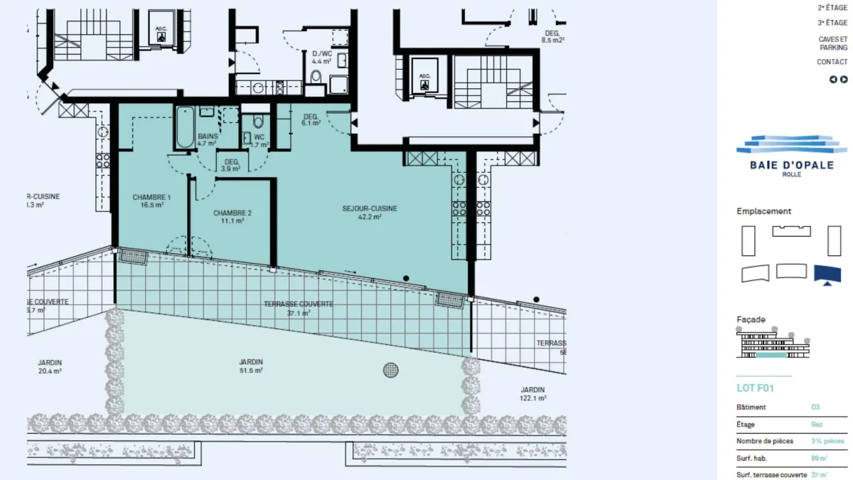 Appartement neuf de 3.5 pièces avec terrasse et jardin privatif