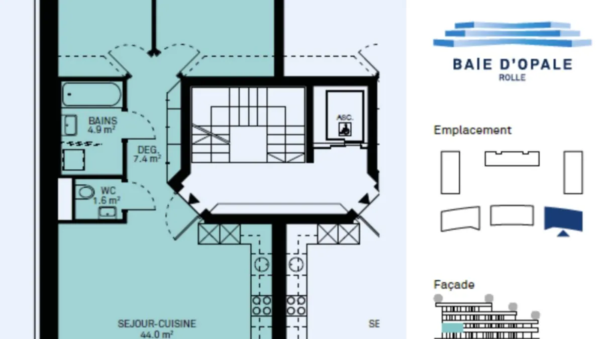 Appartement neuf traversant de 3.5 pièces avec deux balcons - Vue lac Léman