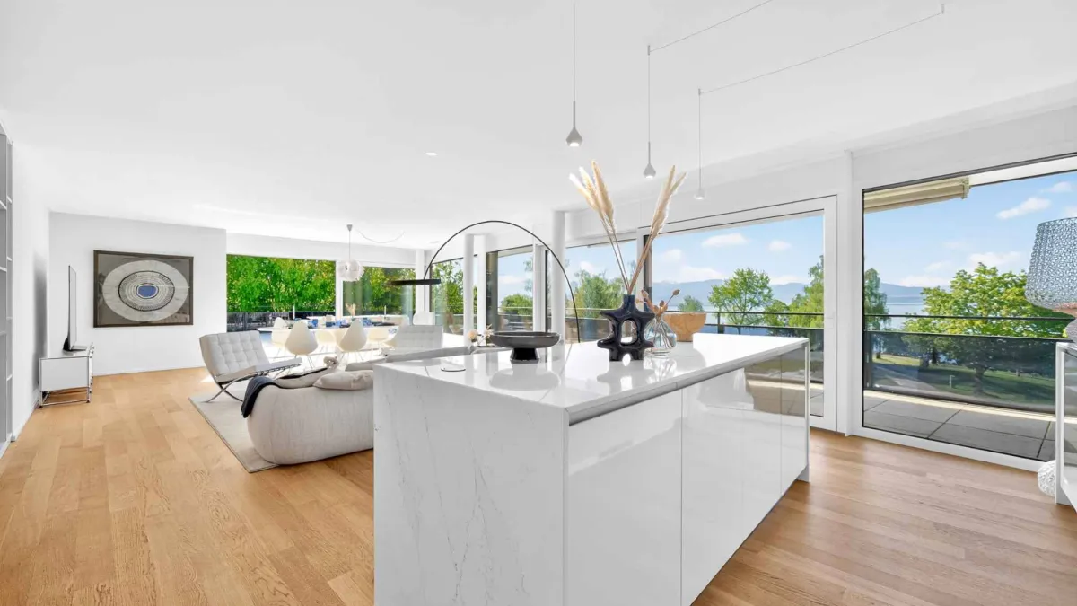 Appartement neuf en angle de 5.5 pièces avec terrasse de 200m² - Vue lac Léman