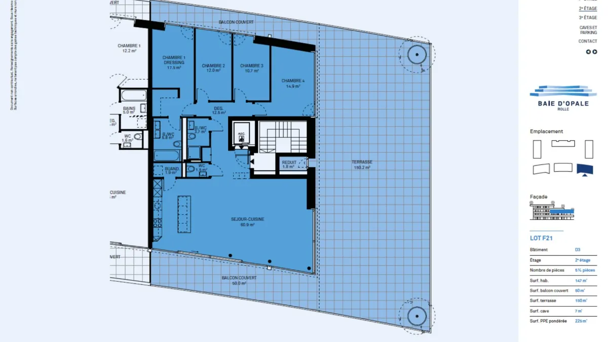 Appartement neuf en angle de 5.5 pièces avec terrasse de 200m² - Vue lac Léman