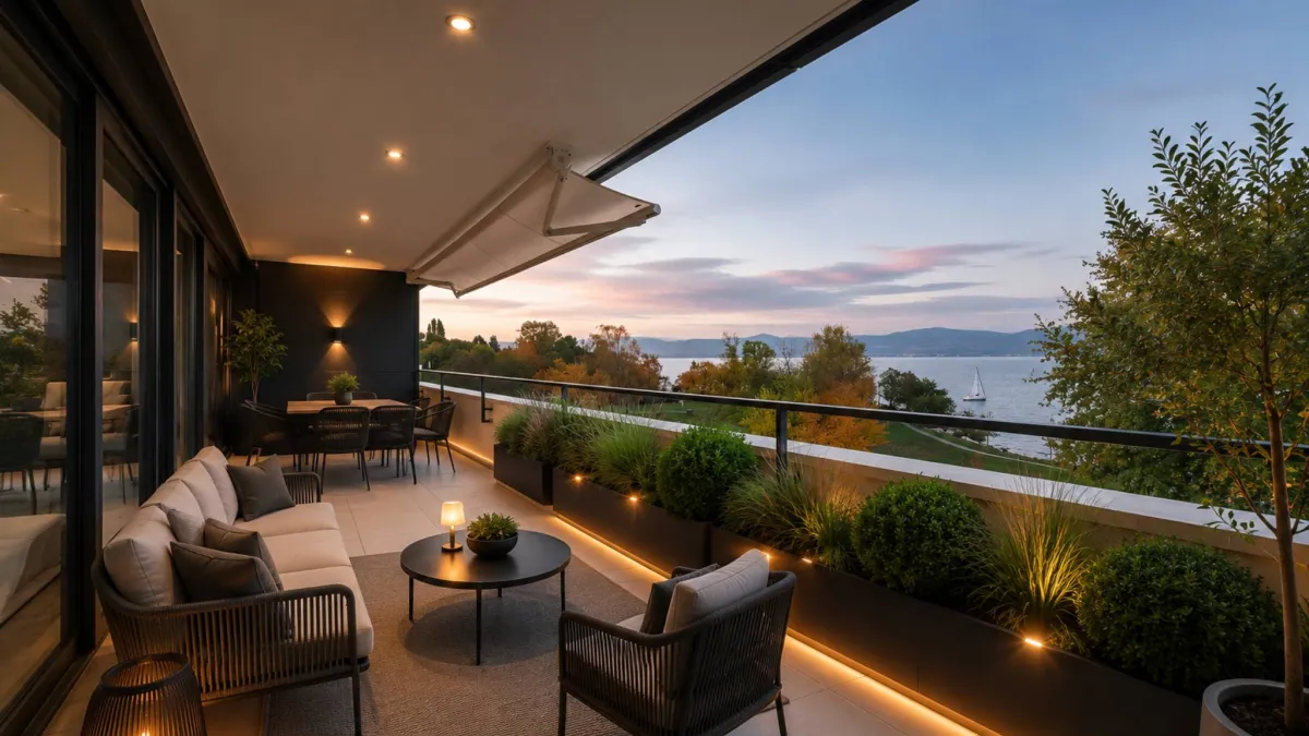 Appartement de 4,5 pièces de standing.
Vue sur lac et grand balcon couvert de 76m2.