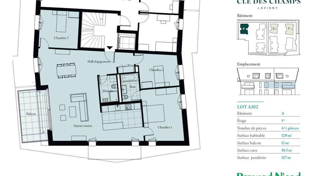 Appartement de 127 m², 4.5 pièces avec balcon
