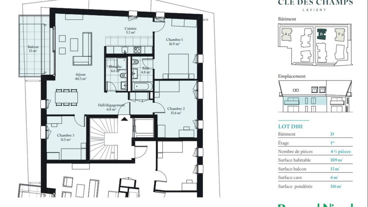 Appartements de 4.5 pièces avec balcon orienté sud 