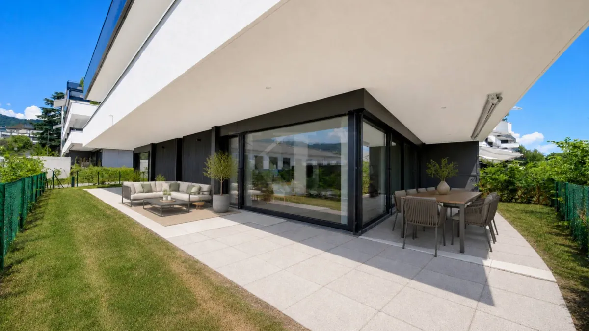Appartement de 5,5 pièces neuf avec magnifiques finitions en rez de jardin !