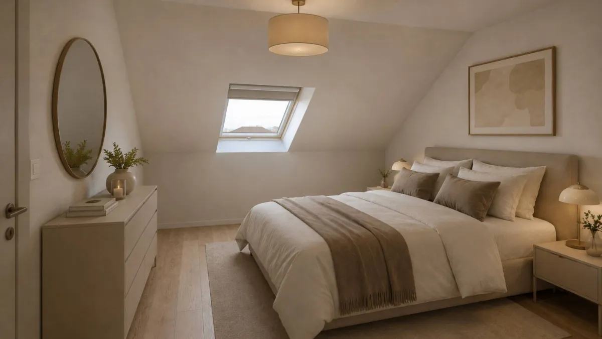 Appartement 3,5 dans les combles de 84m2 avec balcon.