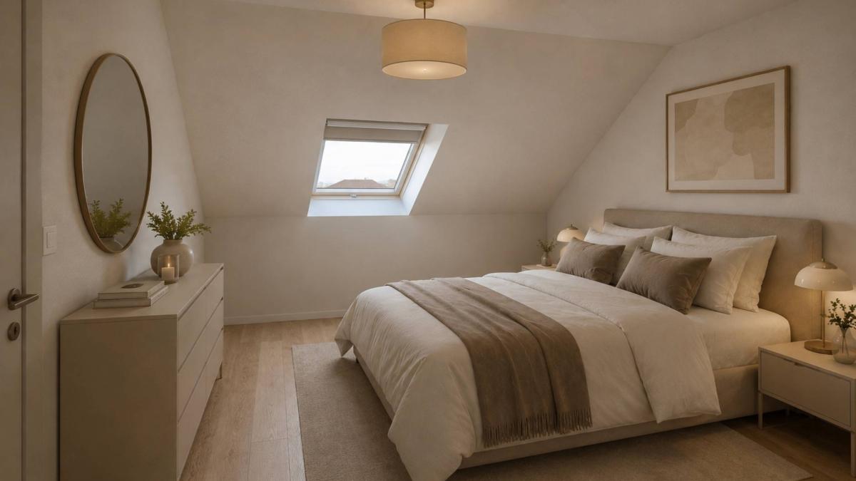 Appartement 3,5 dans les combles de 84m2 avec balcon.