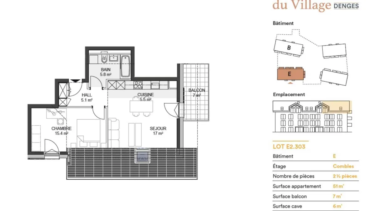 Nouvelle promotion : Attique de 2,5 pièces avec balcon