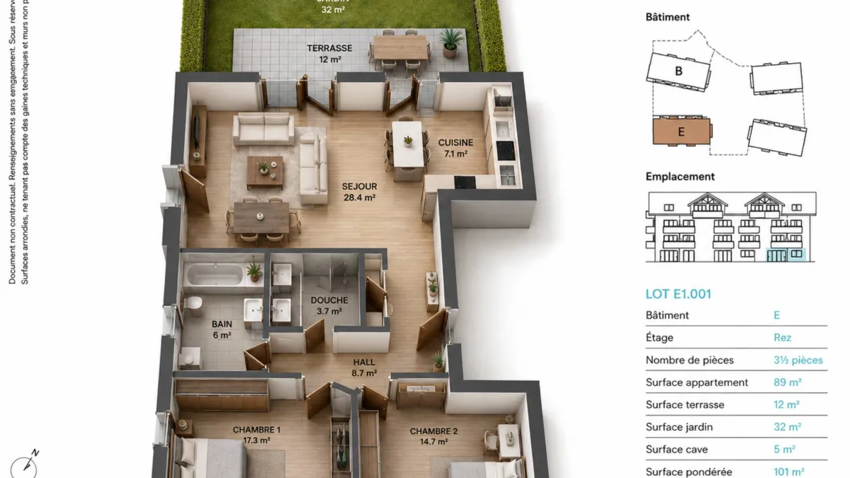 Denges – Appartements neufs Minergie | 3.5 pièces avec jardin et terrasse