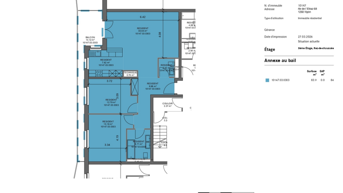 Nyon - Spacieux 3.5 pièces avec balcon