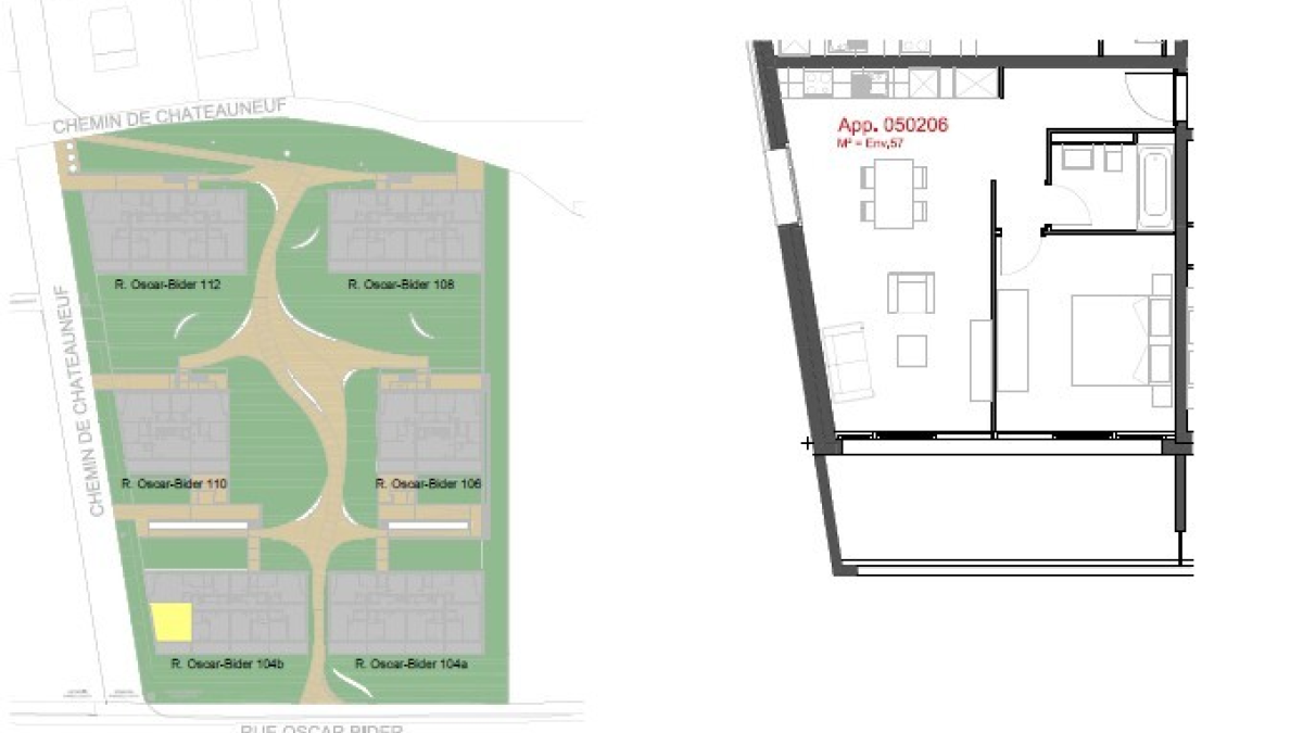 À louer - appartement 2.5 pièces au 2ème