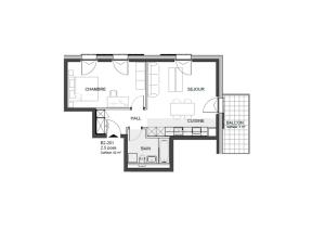 Appartement 2,5 pièces avec balcon.
Finitions au gré de l'acquéreur !