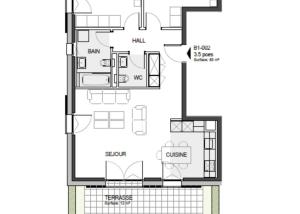 Appartement 3,5 pièces neuf en rez-de-jardin avec terrasse.