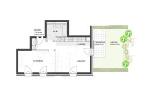 Spacieux 2.5 pièces avec terrasse et jardin privatif