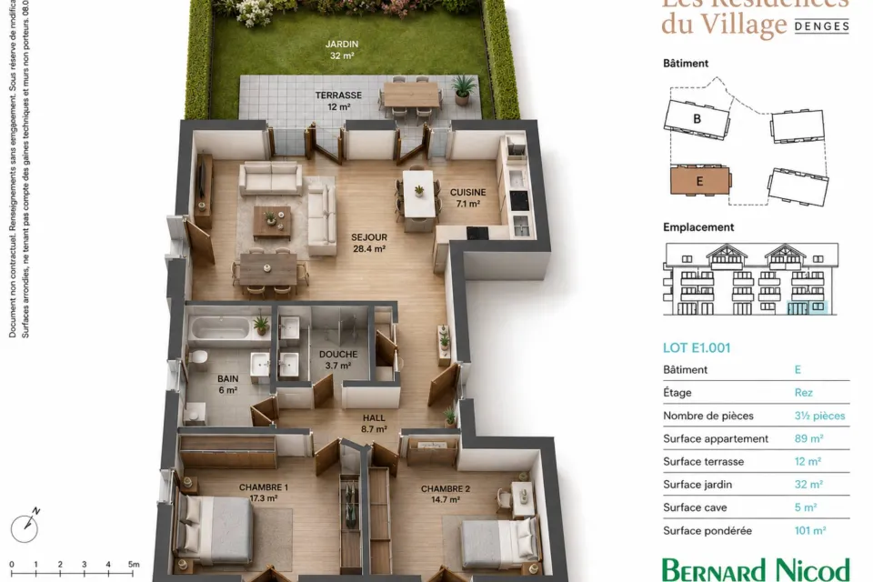 Denges – Appartements neufs Minergie | 3.5 pièces avec jardin et terrasse