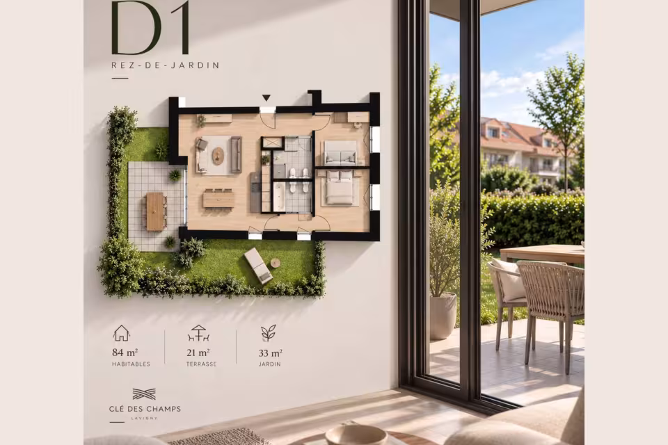 Nouvelle promotion : 3.5 pièces neuf avec jardin privatif et terrasse de 33 m²