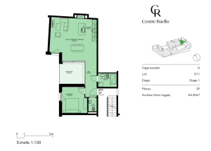 **CENTRE RUELLO** Appartement de 2.5 pièces avec balcon